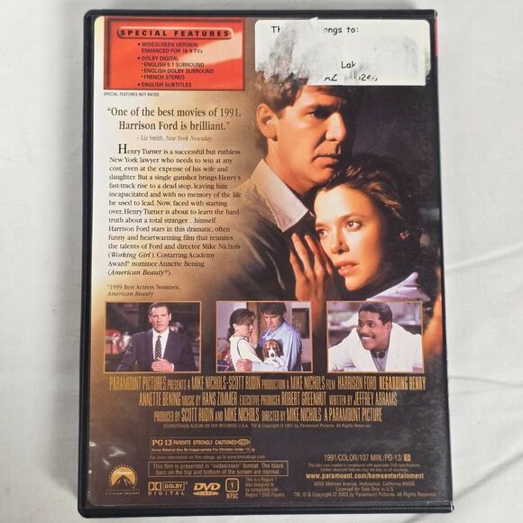 Regarding Henry (1991, Widescreen DVD) - Picture 3 of 3